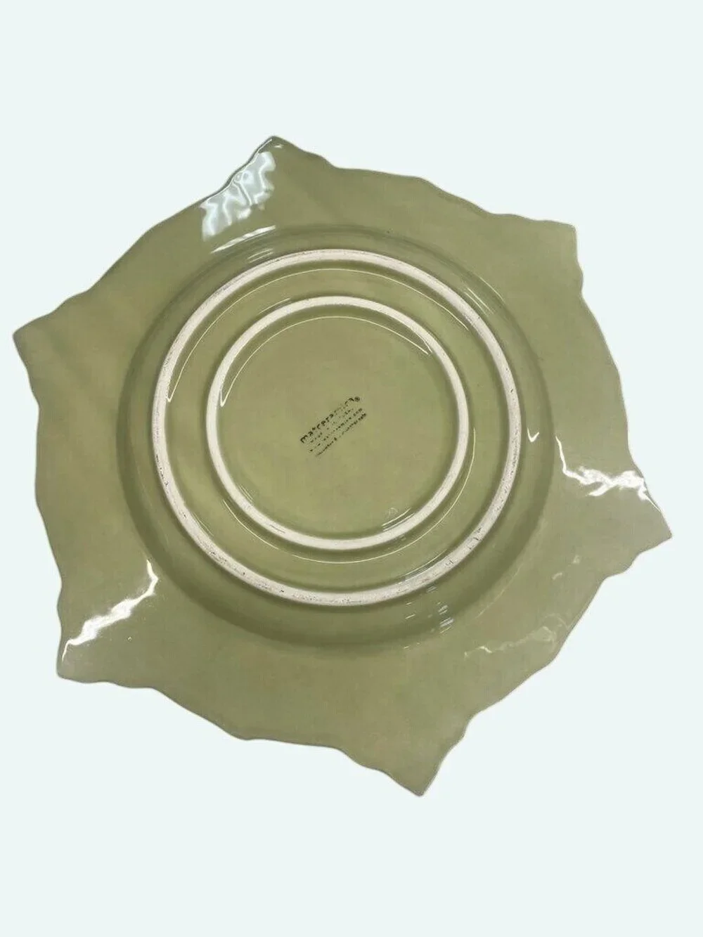Vintage Sage Green Matceramica Dinner Plate Made in Portugal